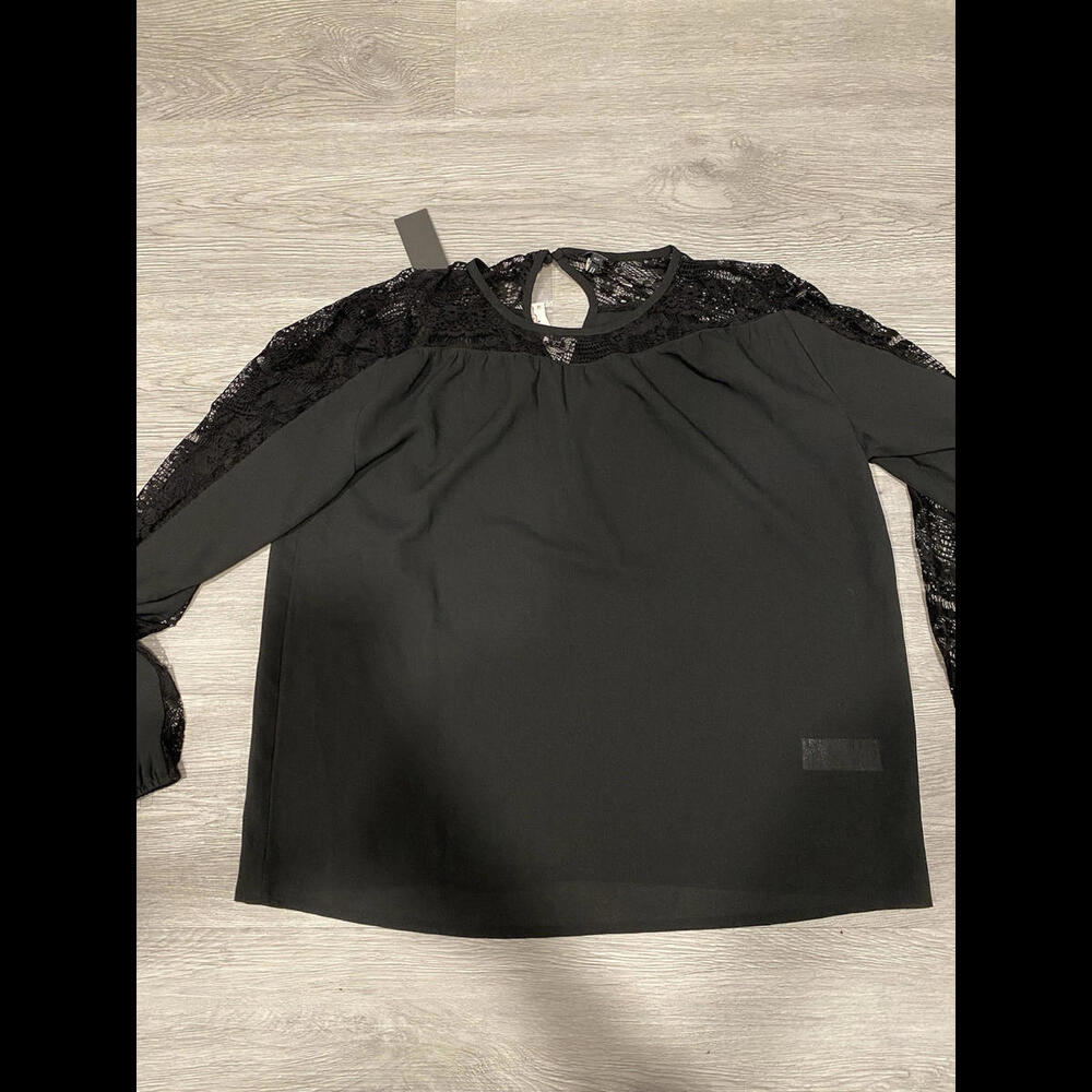 Size Small Buffalo David Bitton Black Blouse Lace NWT